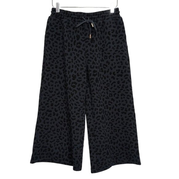 SSYS Pants - SSYS the Label Leopard Crop Pants Womens Size Medium Blue Wide Leg Drawstring